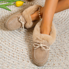 Women's Fluffy Short Boots Thermal Slip On Snow Boots