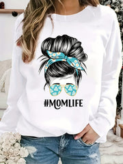 Mom Life Print Loose Sweatshirt Women's