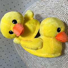 Women's Yellow Duck Plush Slippers Warm & Cozy Indoor Novelty Slippers