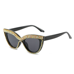 Boho Cat Eye Sunglasses with Rhinestones for Women