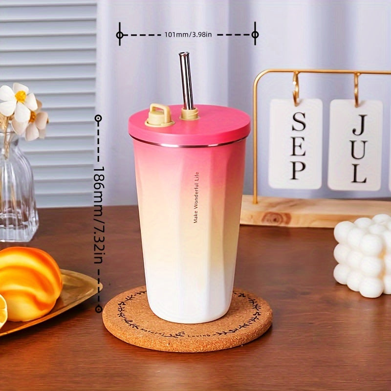 590ml Stainless Steel Coffee Cup Leakproof Water Bottle Outdoor Sports Yoga Gym
