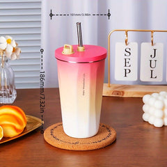 590ml Stainless Steel Coffee Cup Leakproof Water Bottle Outdoor Sports Yoga Gym
