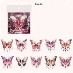 20Sheets Butterfly Crystal Flash Sticker Pack Retro Gorgeous Diary Decoration