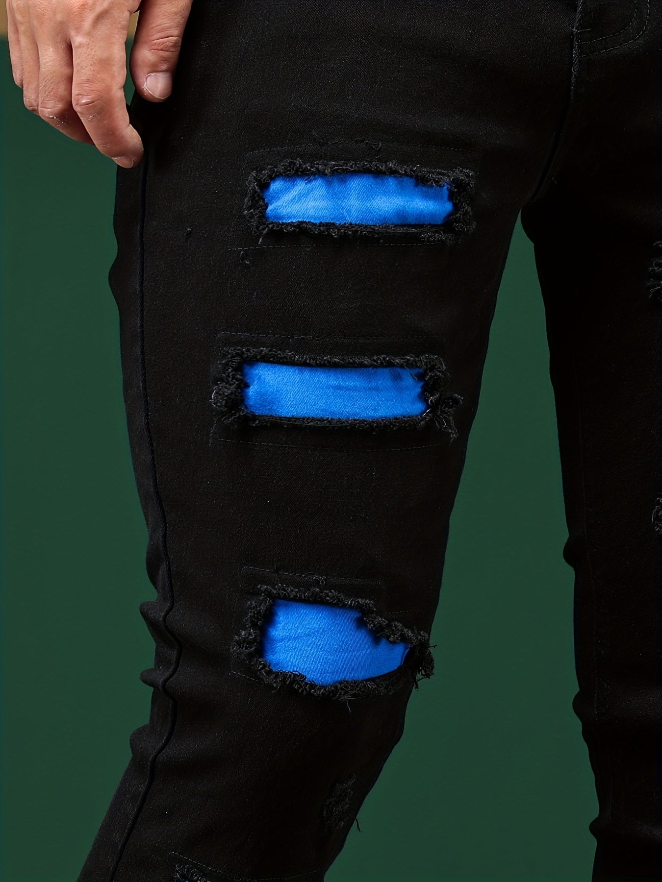 Mens Stretch Ripped Jeans Casual Street Style Denim Pants