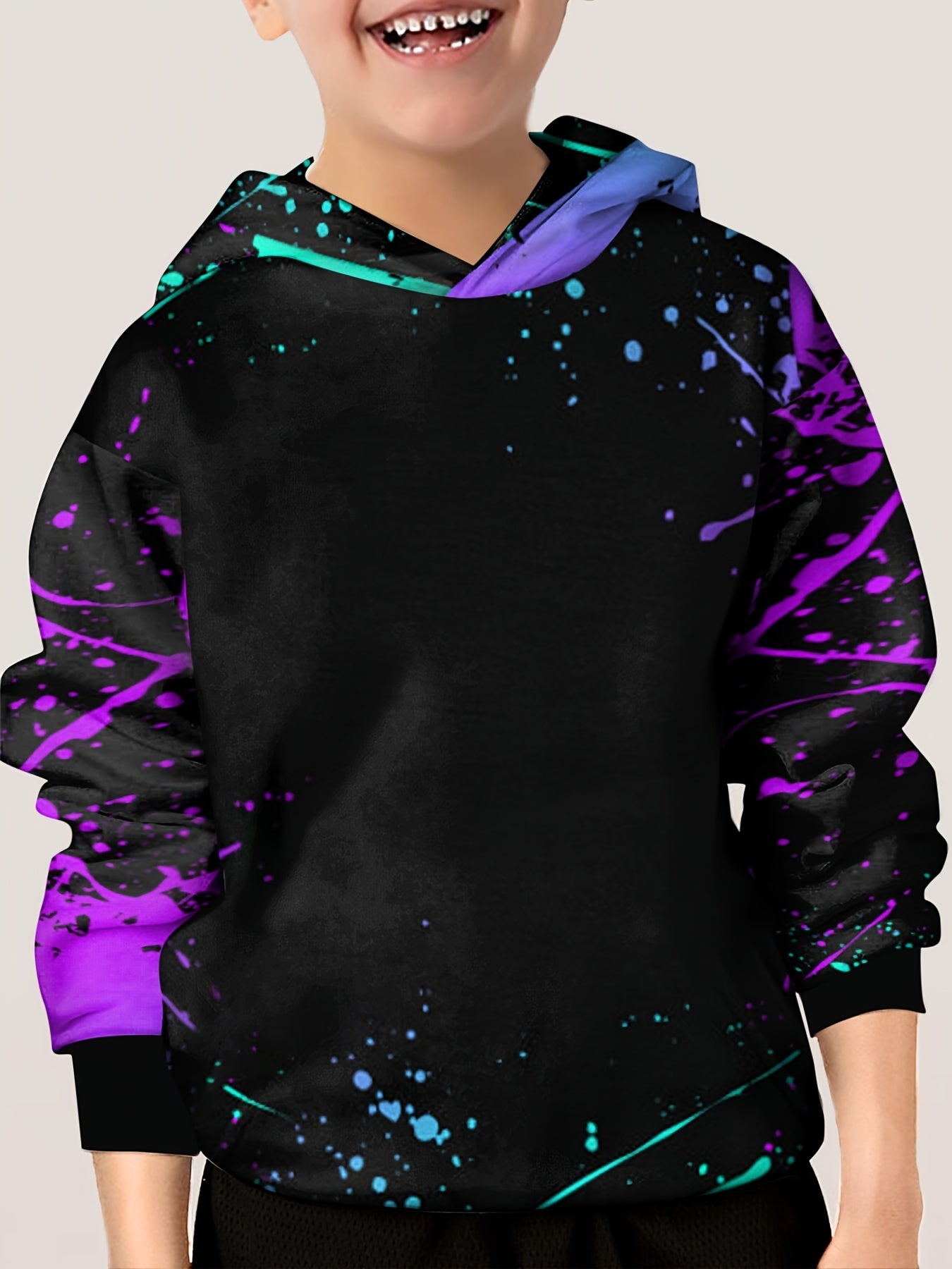Colorful Paint Pattern Hoodie Kids Unisex Pullover Casual Hooded Long Sleeve Top