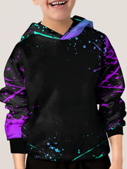 Colorful Paint Pattern Hoodie Kids Unisex Pullover Casual Hooded Long Sleeve Top