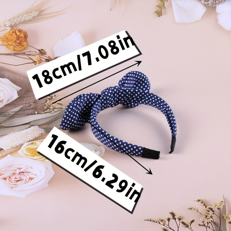 1pc Solid Bow Hair Band Dots Print Hair Pin Girls Hair Accessories