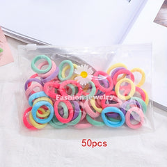400pcs Cartoon Colorful Elastic Hair Ties - Girls' Hair Accessories