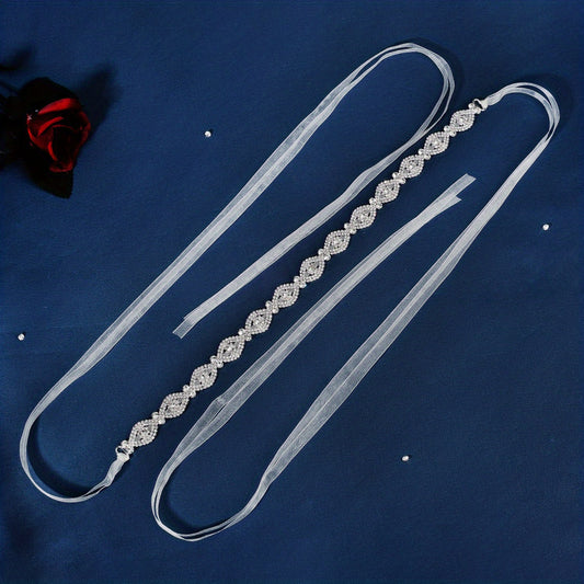 Crystal Rhinestone Bridal Belt Wedding Dress Sash Organza
