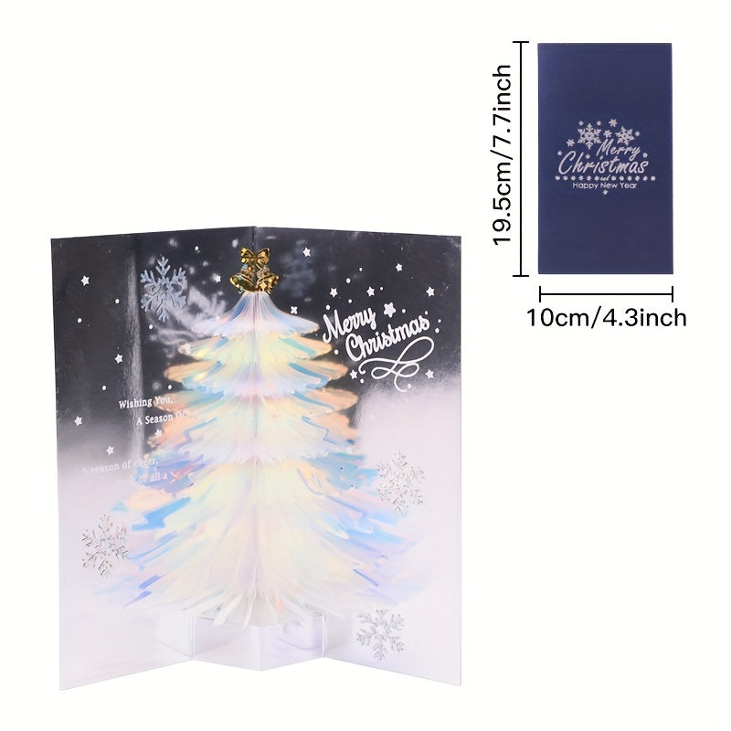 3D Christmas Greeting Card Glitter Luminous Dreamy Christmas Tree Blessing Gift