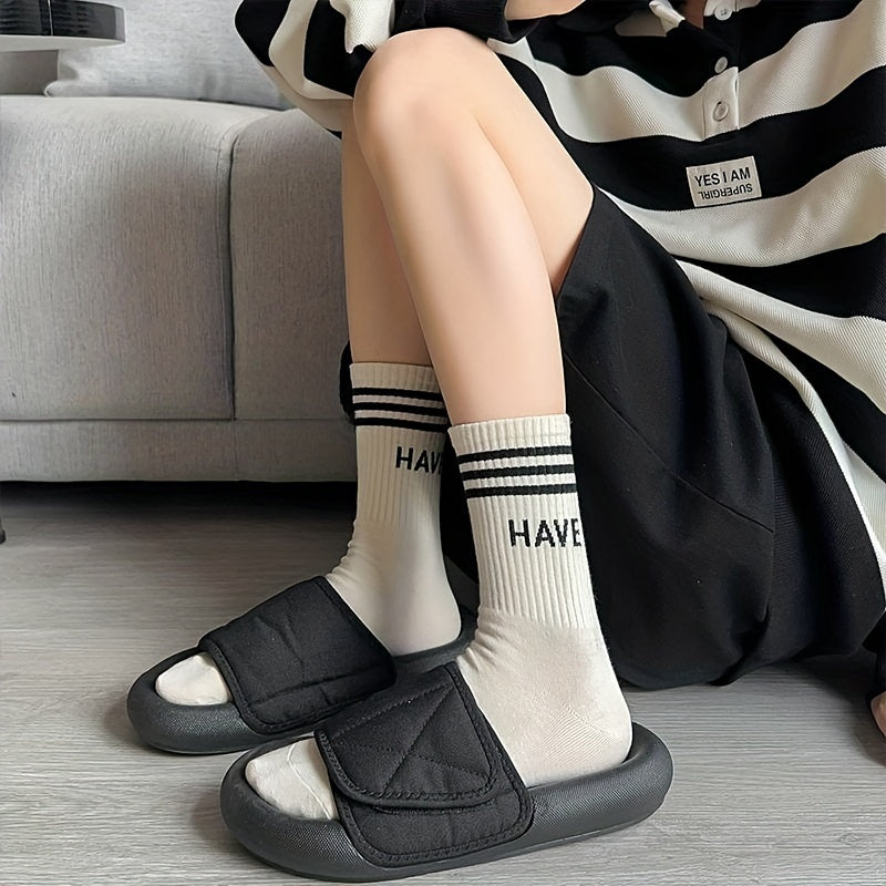 Comfy Letter Print Sports Socks for Women