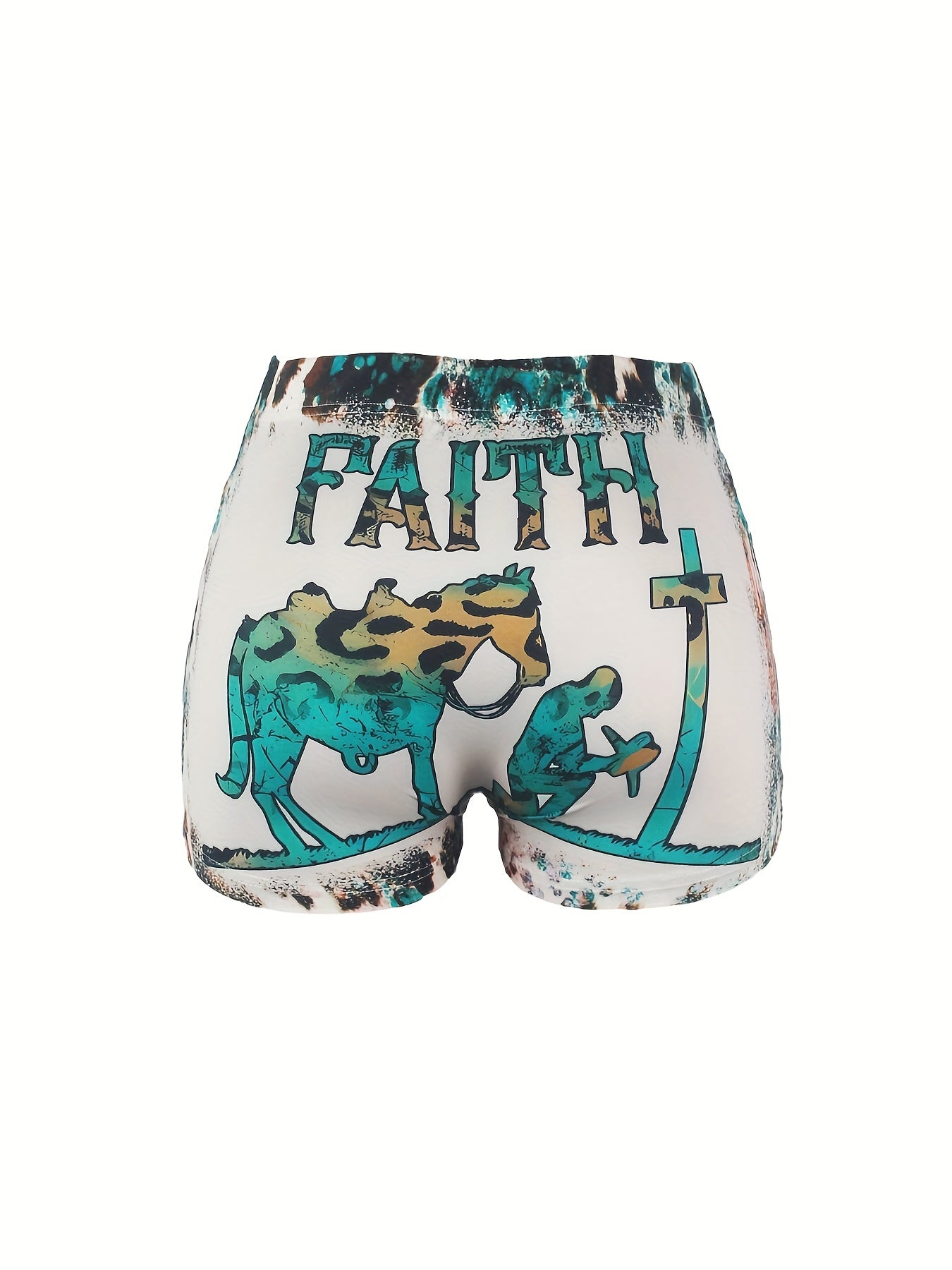 Faith Print Skinny Shorts for Women