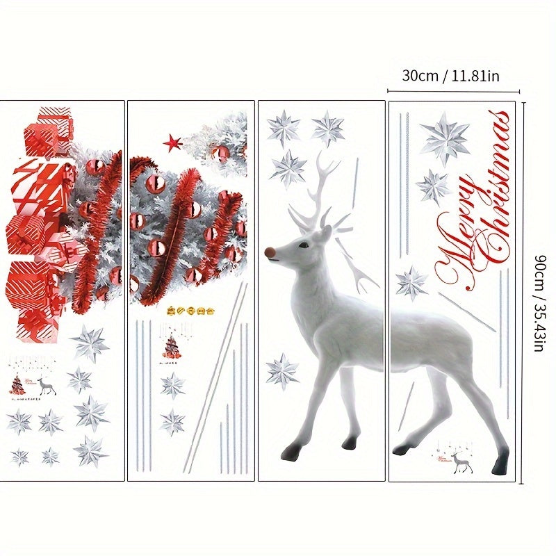 Christmas Window Clings Stickers Elk Snowflake Xmas Window Decals DIY Decor