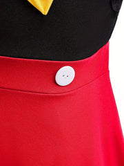 Girls Sleeveless Bow Crew Neck Button Cotton Princess Dress