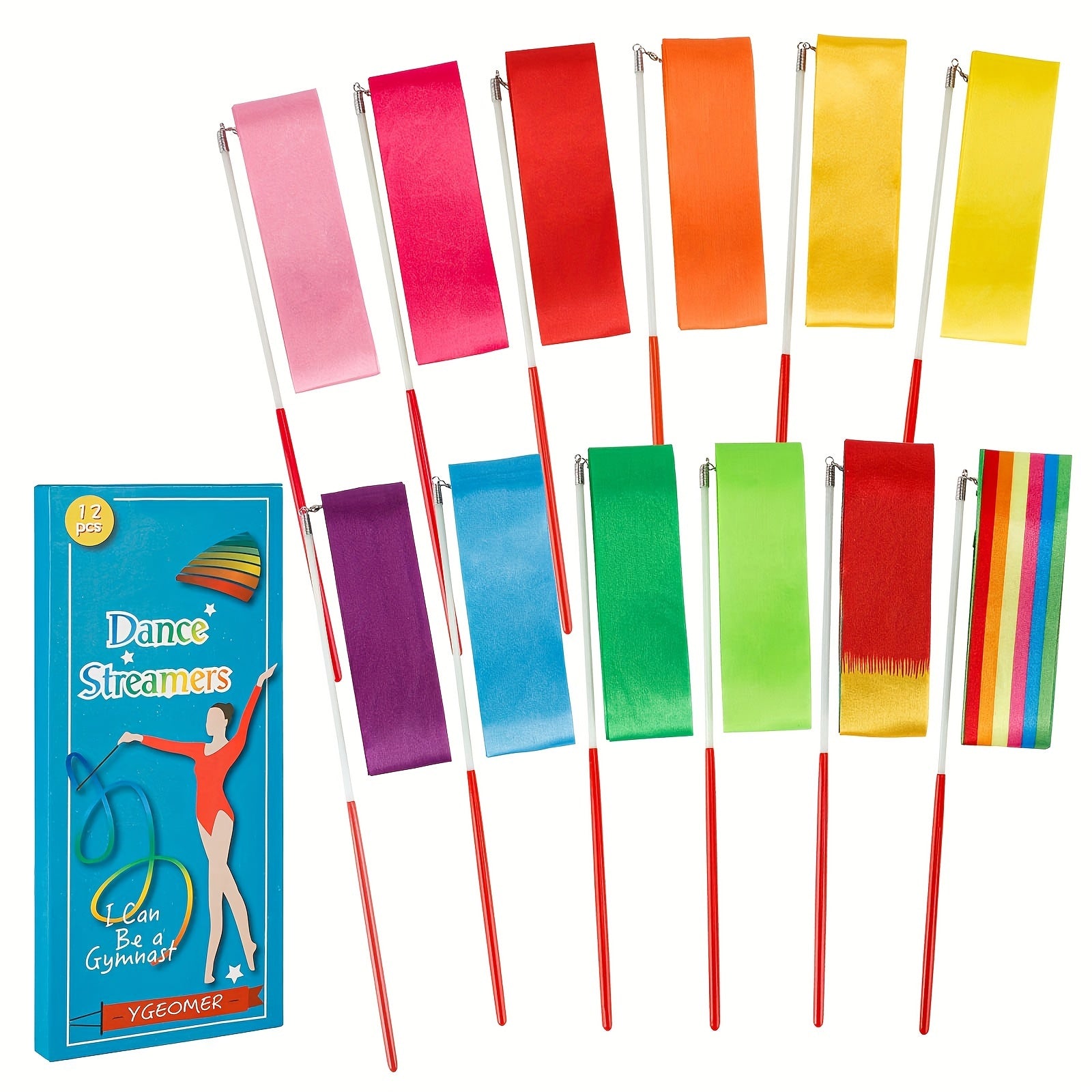 12pcs Dance Ribbons Gymnastics Ribbon Streamers for Talent Shows