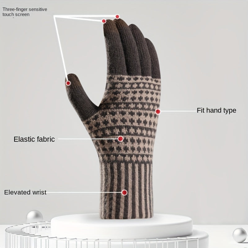 Winter Touch Screen Thickened Knitted Gloves For Men