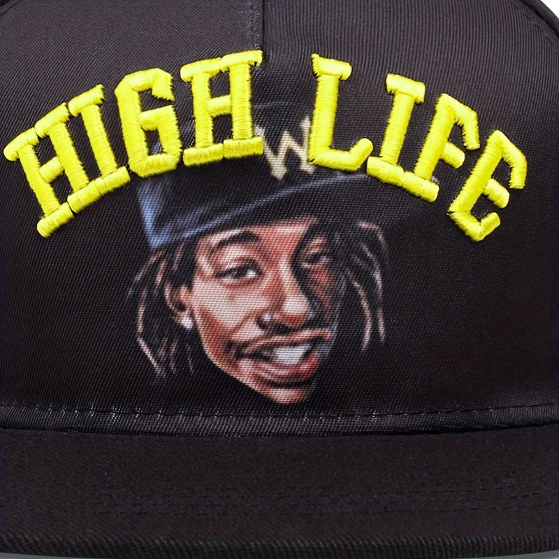 Men's High Portrait Embroidered Hip Hop Flat Brim Hat Baseball Cap