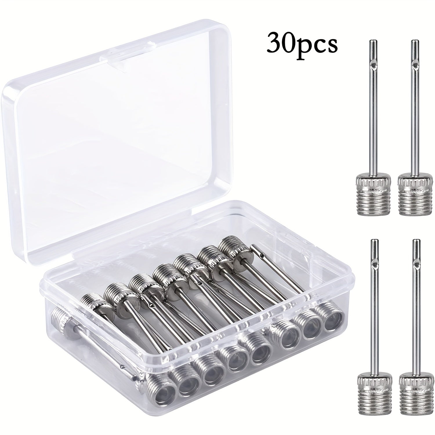 30pcs Stainless Steel Air Pump Needle Inflation Needles with Storage Box
