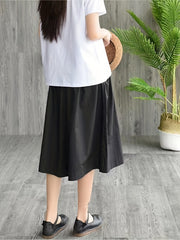 Solid Knee Length Wide Leg Shorts Women's Clothing