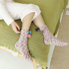 Warm Coral Thermal Crew Socks for Women