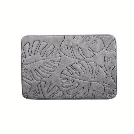 Leaf Pattern Bath Rug Memory Foam Absorbent Bath Mat
