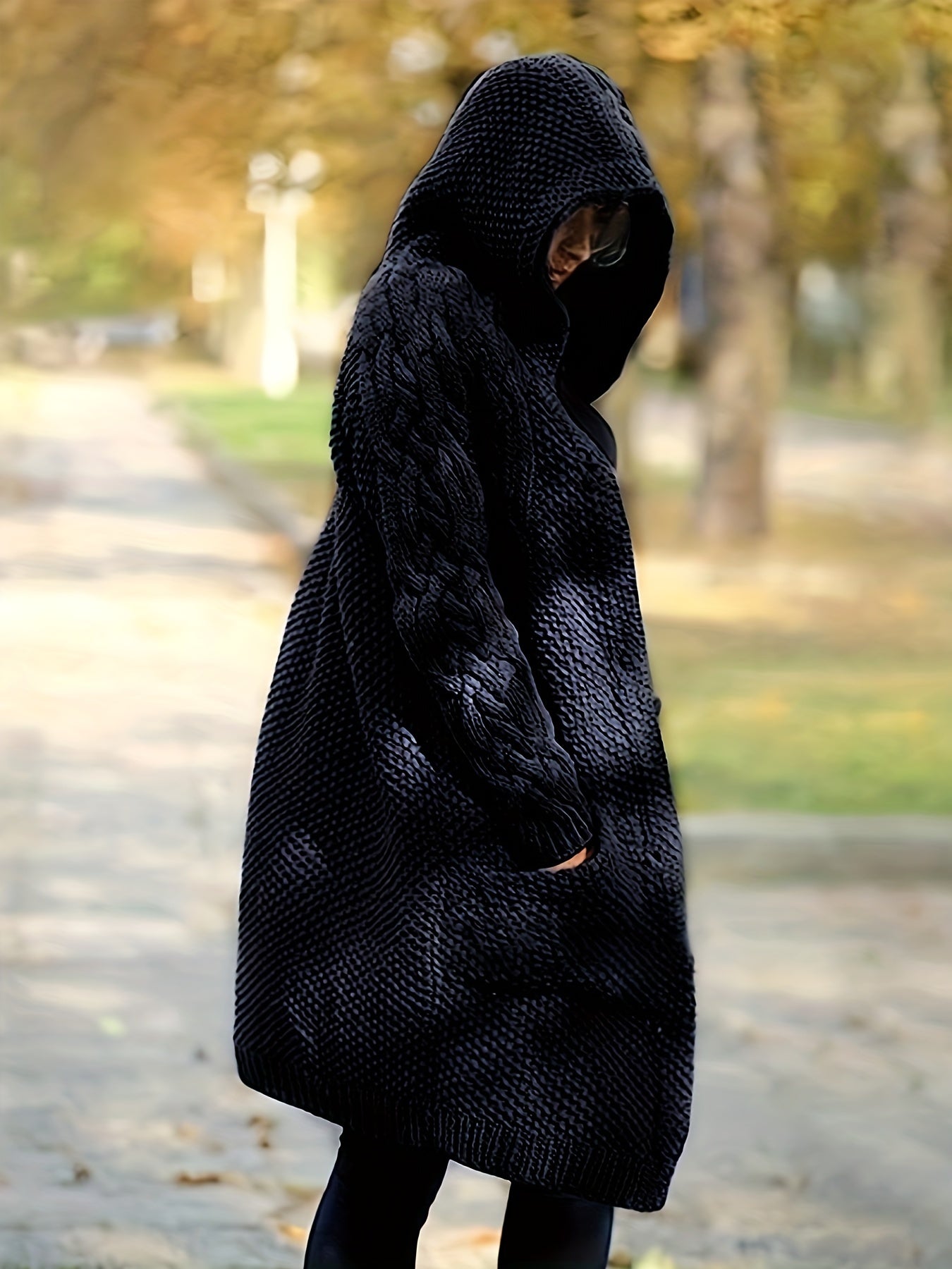 Hooded Cardigan Button Front Long Sleeve Sweater