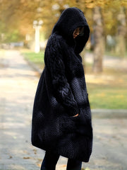Hooded Cardigan Button Front Long Sleeve Sweater