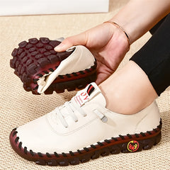 Women's Lace Up Flat Sneakers Non Slip Soft Sole Casual Shoes