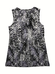 Leopard Print Crew Neck Tank Top Sleeveless Summer Casual Women's Clothing