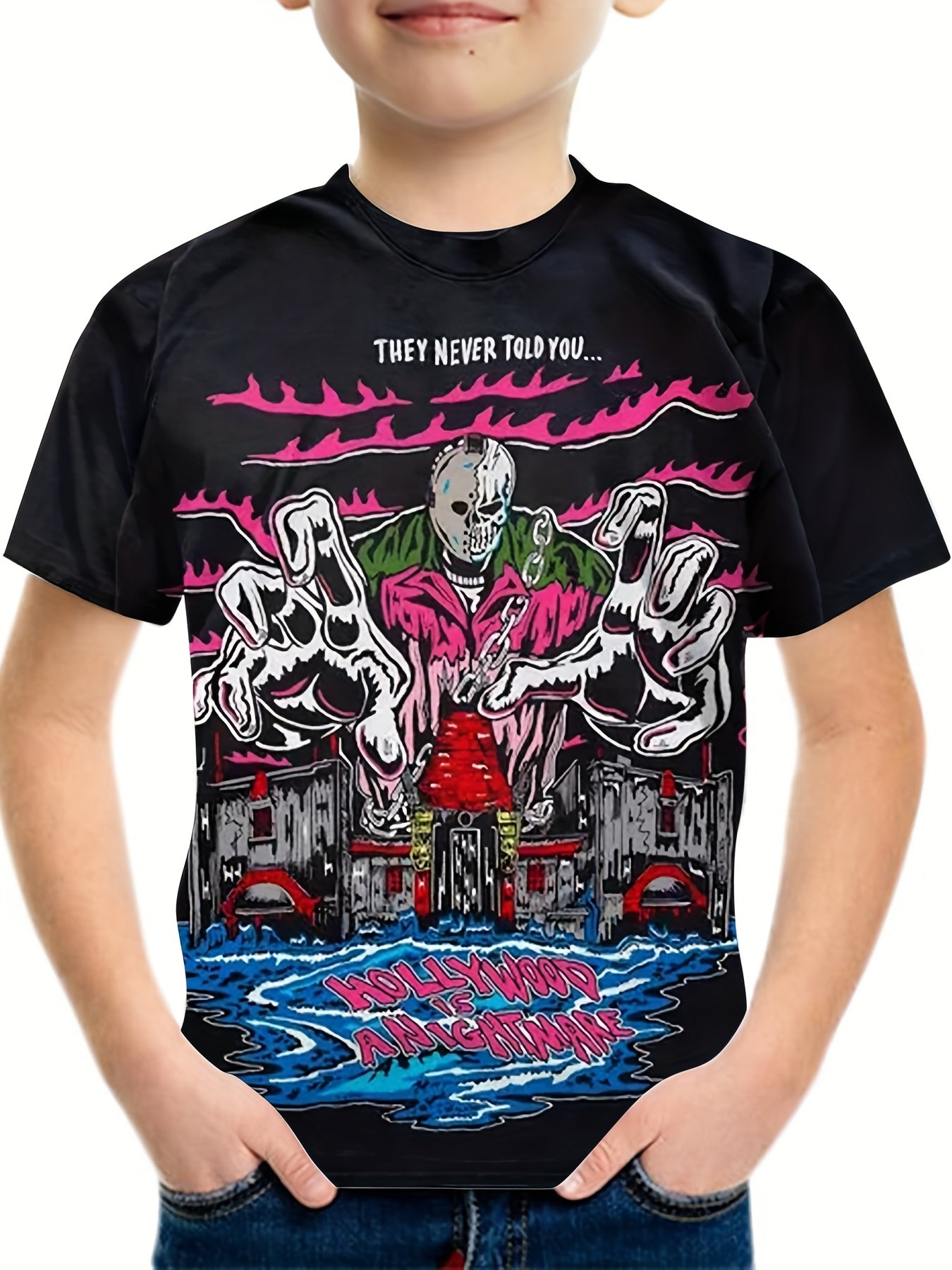 Boy's Halloween Party Skeleton Graphic T shirt Summer Casual Short Sleeve Tees