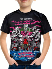 Boy's Halloween Party Skeleton Graphic T shirt Summer Casual Short Sleeve Tees