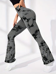 Tie Dye Flare Leg Pants High Stretch Yoga Sports Bootcut Leggings Women's