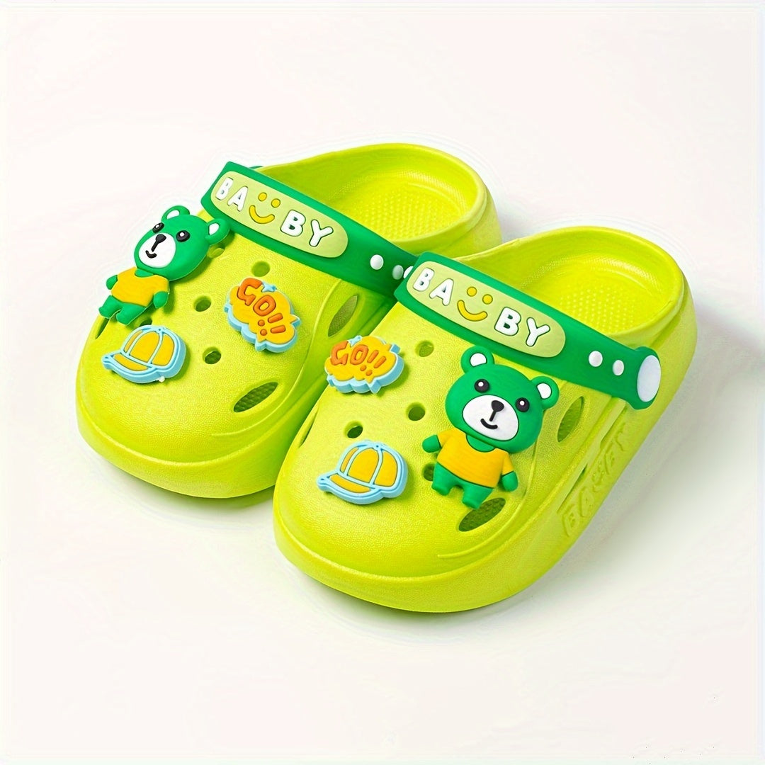 JIAGEYA Boys Casual Clogs w/ Cartoon Charms, Lightweight Anti Slip, All Seasons