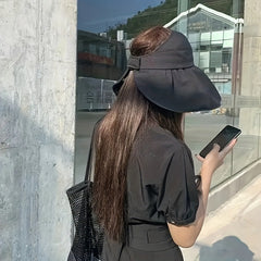 UPF50 Ponytail Visor Hat Solid Double Layer Sun Hat Lightweight Foldable