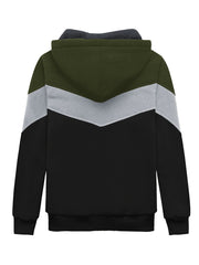 Kid's Block Stitching Fleece Jacket Zip Up Hoodie Coat