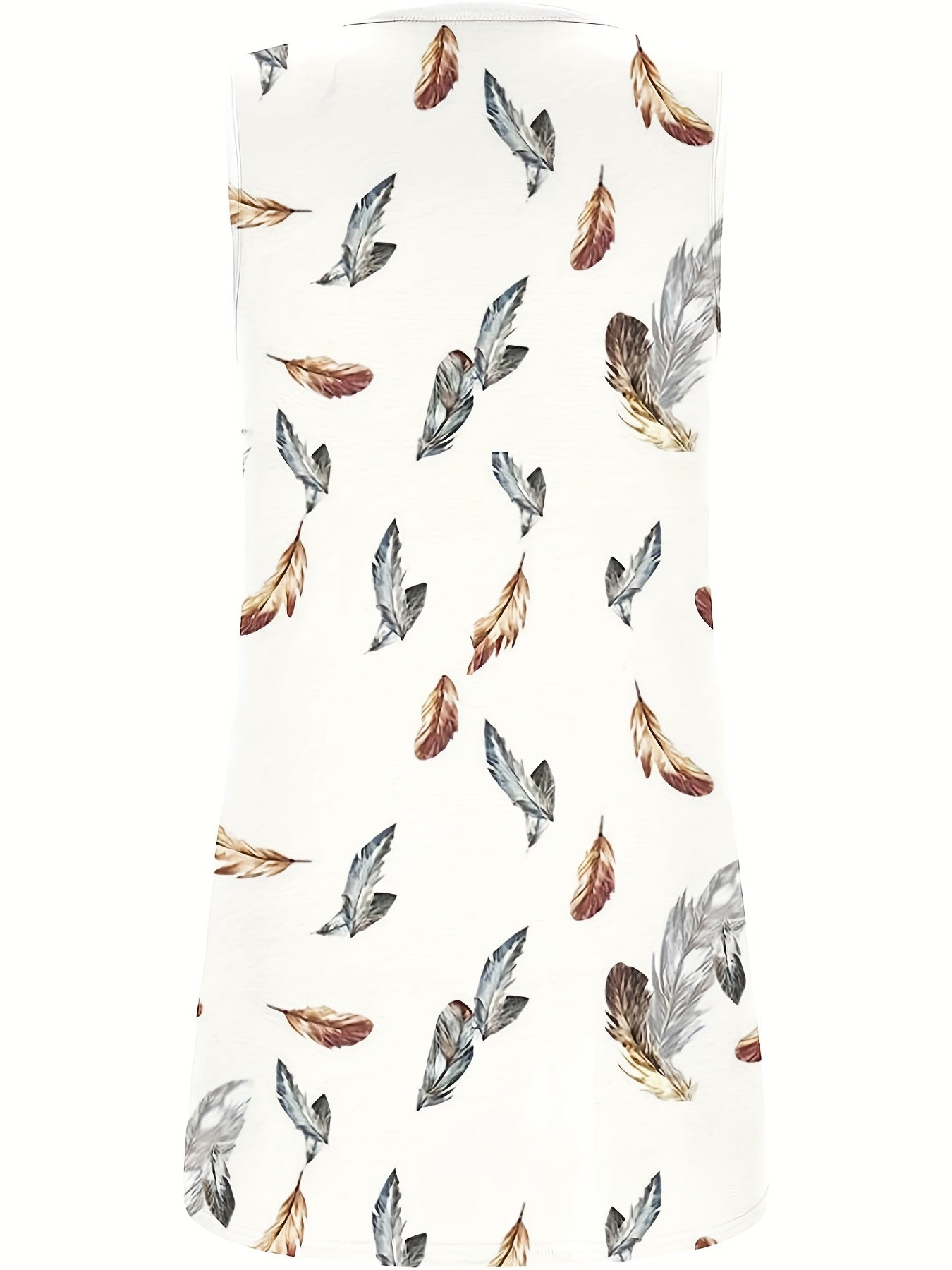 Feather Print Ruched Square Neck Tank Top Summer Women's Clothing
