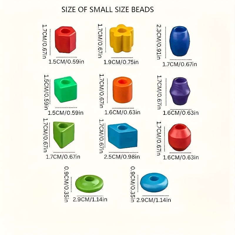 50pcs Educational Threading Beads Toy Set with Lacing Strings