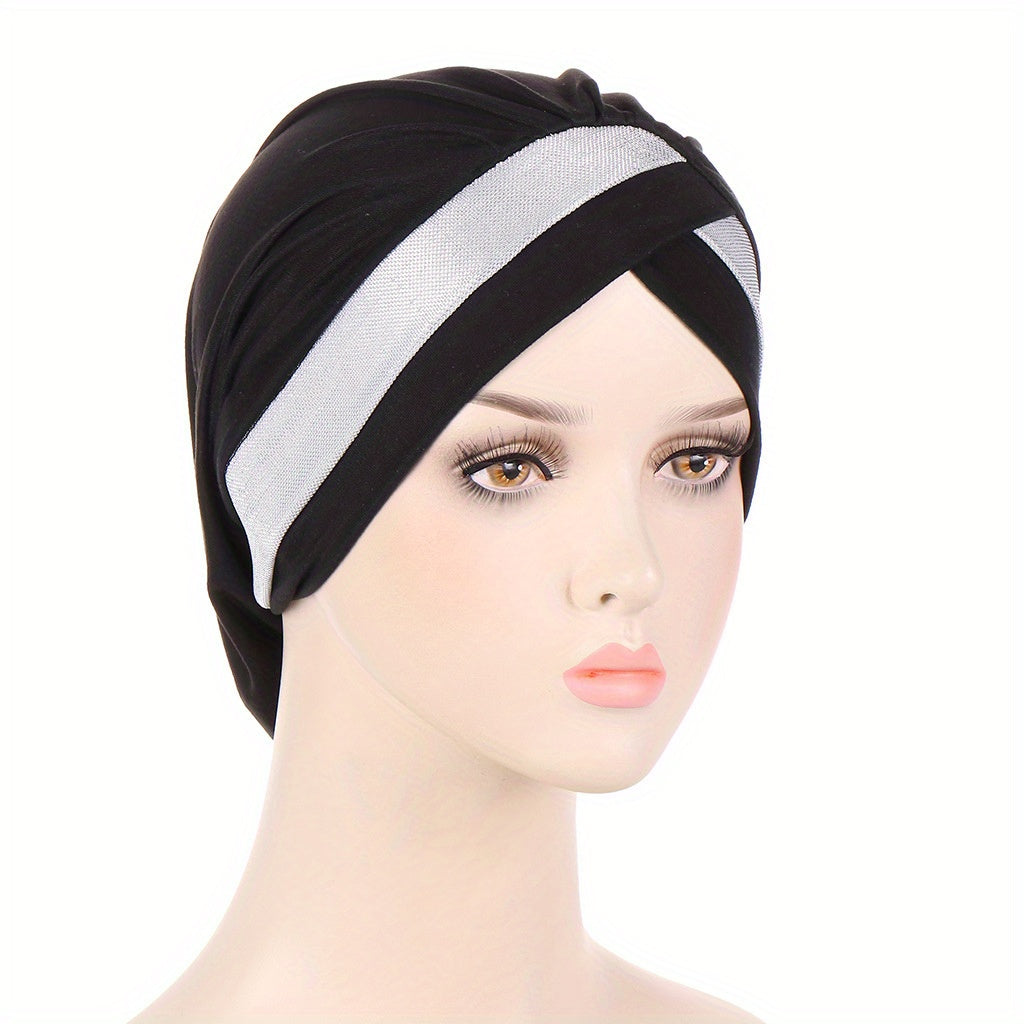 Glitter Turban Cap Headscarf Ramadan Head Wrap Lightweight Elastic Chemo Cap