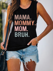 Mama Mommy Mom Bruh Graphic T Shirt Crew Neck Sleeveless Casual Every Top Women