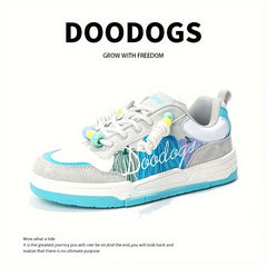 DOODOGS Girl's Skate Shoes Comfy Non Slip Casual Lace Up Sneakers