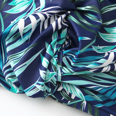 Tropical Leaf Print Ruched Swimming Hat Universal Water Sports Cap