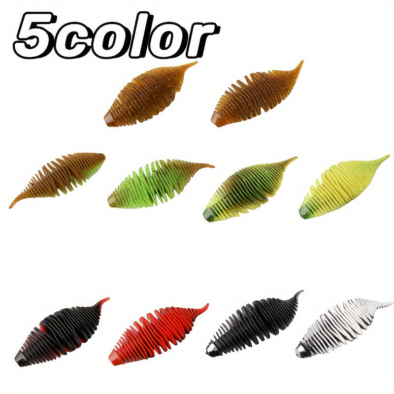 5pcs 8g Artificial Worm Soft Lure For Bass Fishing Bionic Swimbait