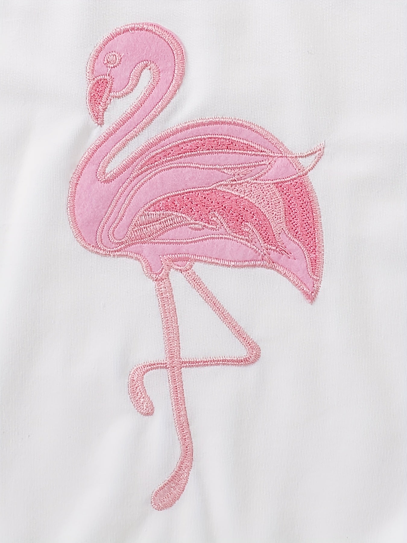 Flamingo Embroidered Girls' Comfy Sweatshirt Pullover