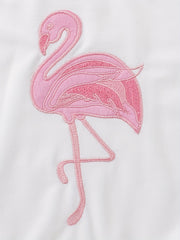 Flamingo Embroidered Girls' Comfy Sweatshirt Pullover