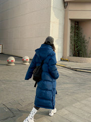 Over the Knee Puffer Jacket Warm Hooded Women's Clothing