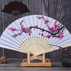 Floral Bamboo Fan Traditional Classic Plum Blossom Cosplay Accessory
