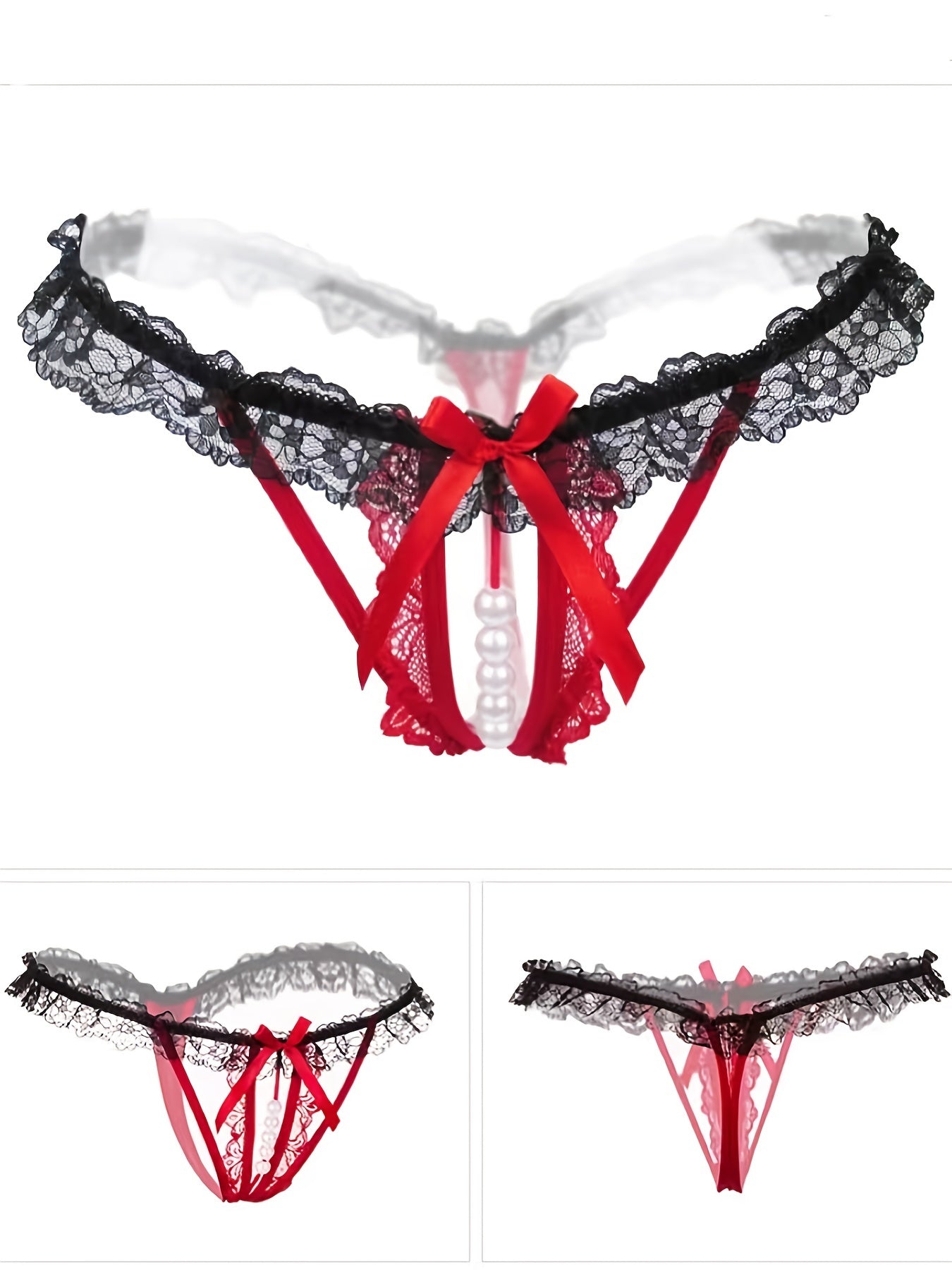 4pcs Sexy Lace Mesh Thongs Low Waist Sheer Lingerie