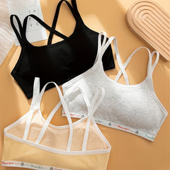 3pcs Girls Bra Breathable Soft Tube Top Multiple Colors Underwear Teens