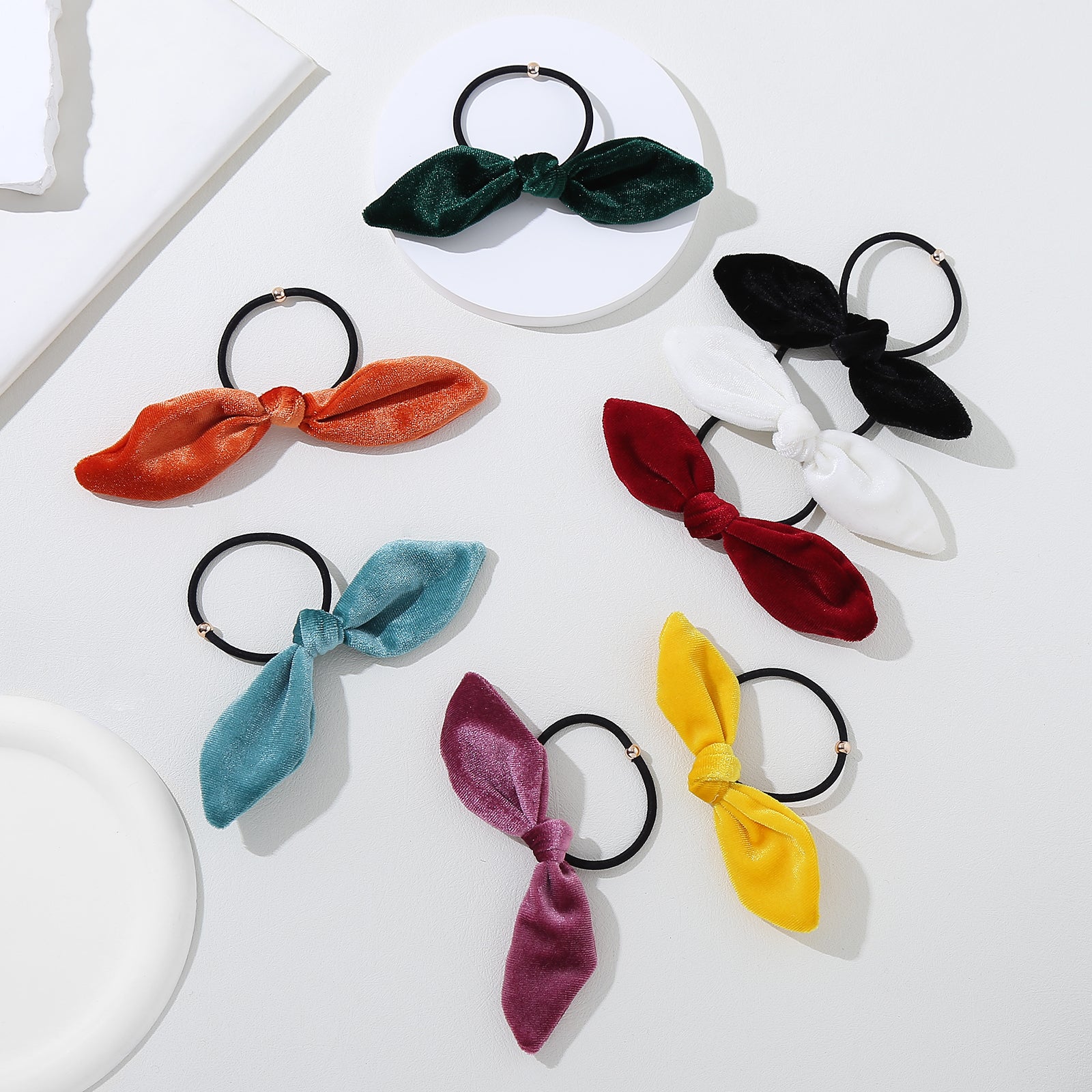 8pcs Minimalist Bow Hair Tie Scrunchie Ponytail Holder
