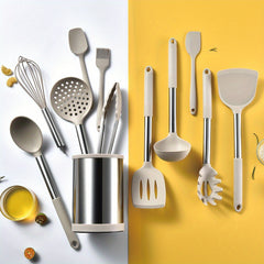 12pcs Silicone Kitchen Utensil Set With Stainless Steel Handle
